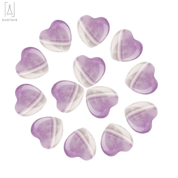 Gustave Healing Crystal 0.8 inch Quartz Stones Carved Palm Worry Stone Chakra Reiki Balancing Heart Shape Gemstone (Pack of 5)
