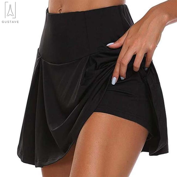 Gustave High Waisted Tennis Polyester Mini Skirt, (Women's)