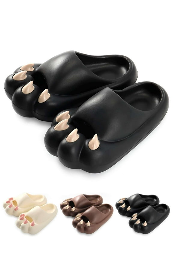 House Slippers for Women Men, Cat Paw Cloud Slides Sandals Non Slip Shower Shoes Cute Couples Soft Thick Sole Pillow Slippers for Home Bathroom Indoor Outdoor