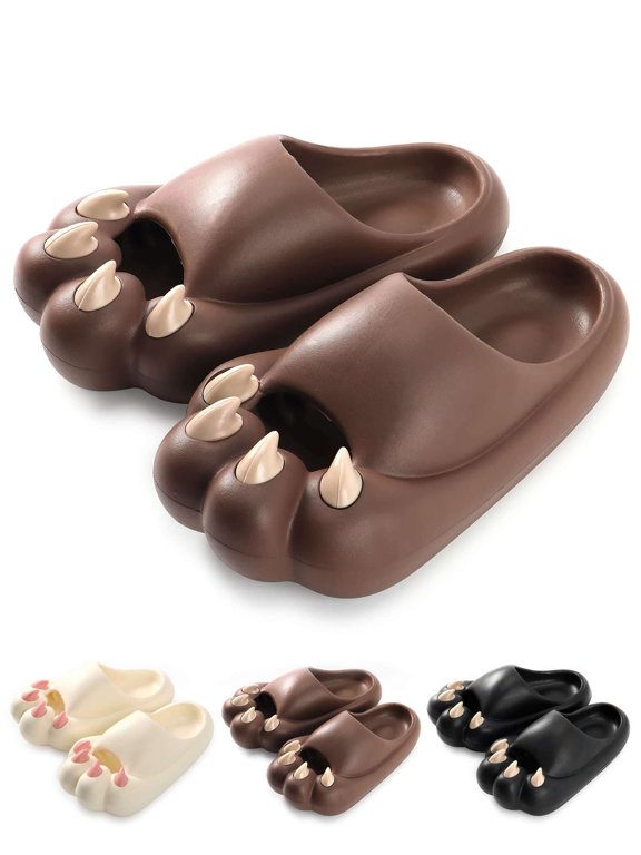 House Slippers for Women Men, Cat Paw Cloud Slides Sandals Non Slip Shower Shoes Cute Couples Soft Thick Sole Pillow Slippers for Home Bathroom Indoor Outdoor