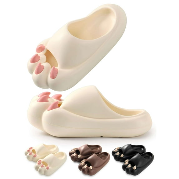 Gustave House Slippers for Women Men, Cat Paw Cloud Slides Sandals Non Slip Shower Shoes Cute Couples Soft Thick Sole Pillow Slippers for Home Bathroom Indoor Outdoor