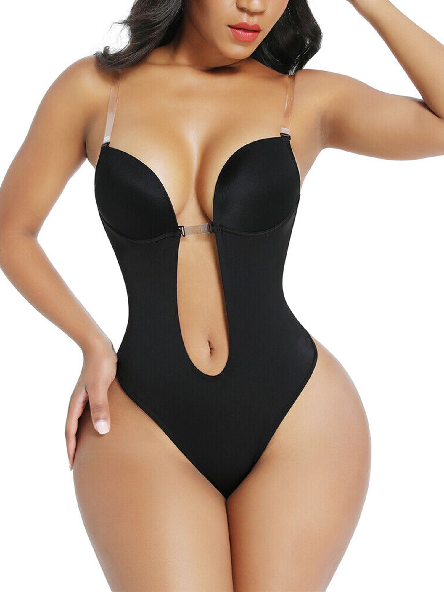 Women's Backless Shapewear Deep V-neck Body Shaper For Dress With Low Back  Skin Color