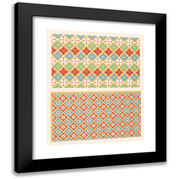 Gustave Jéquier 12x14 Black Modern Framed Museum Art Print Titled - 27. Ceiling of the Tomb of Nekht-Min (N 87), 28. Ceiling of Tomb N 91 (Anonymous) (1911)