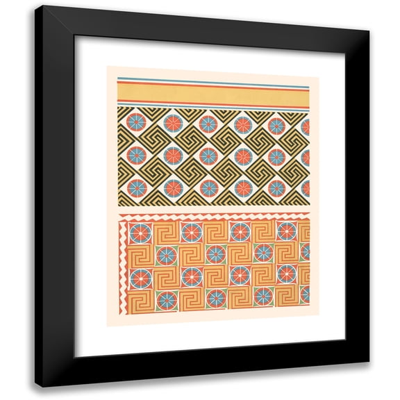 Gustave Jéquier 12x14 Black Modern Framed Museum Art Print Titled - 38. Ceiling of the Tomb of Anna (N 81), 39. Ceiling of the Tomb of Senmout (N 71) (1911)