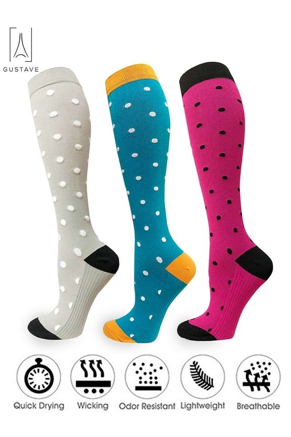 Knee High Graduated Compresion Socks 15-25mmHg Athletic Running Socks for Nursing Travel Medical Compression Stocking "Rose Red, L/XL"