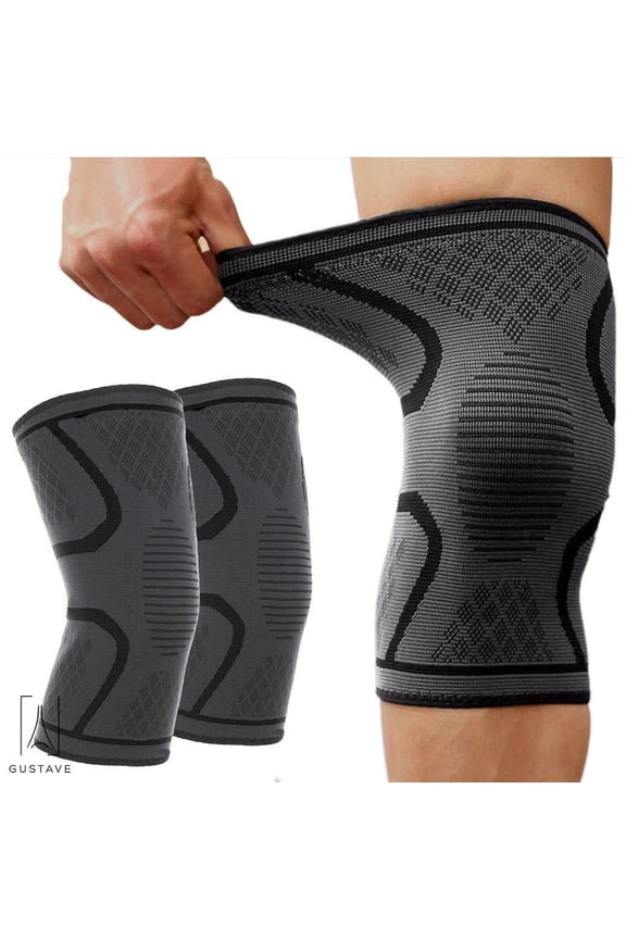 Knee Support Brace Compression Sleeve Elastic Breathable for Running, Arthritis, Joint Pain Relief, Injury Recovery Gym Unisex "Black, XL"