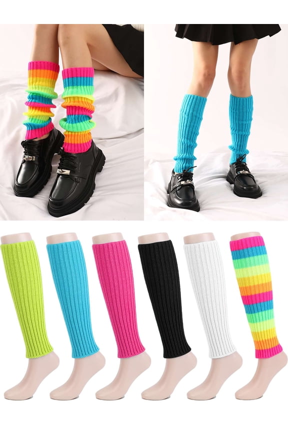 Knitted Leg Warmers for Women Girls 80s Ribbed Leg Warmer Socks Winter Knee High Long Boot Socks for Dance Sports Yoga Party Accessories "Yellow"