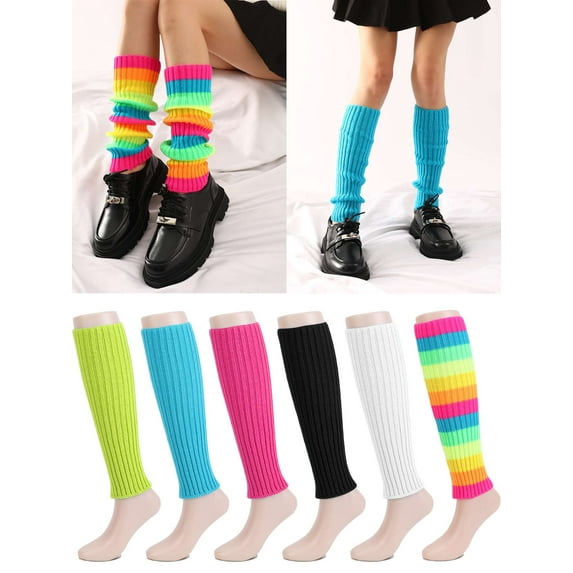 Gustave Knitted Leg Warmers for Women Girls 80s Ribbed Leg Warmer Socks Winter Knee High Long Boot Socks for Dance Sports Yoga Party Accessories "Pink"