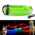 thumbnail image 1 of Gustave LED Dog Cat Collar Nylon Glow Flashing Light Up Night Safety Reflective Pet Collars USB Rechargeable with 3 Glowing Modes "Green, S", 1 of 7