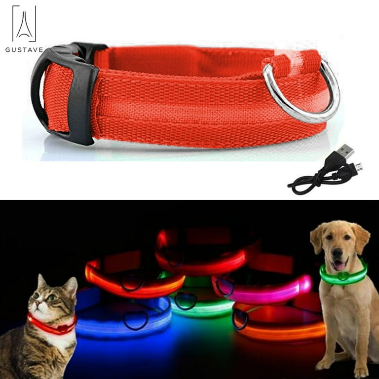 L Pet Dog LED Collar Nylon Safety Light Up Flashing Collar L Pet Dog LED Collar Nylon Safety Light Up Flashing Collar