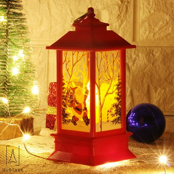 Gustave LED Hanging Lantern Santa Claus Snowman Night Light Desk Lamp Christmas Ornament "Red"