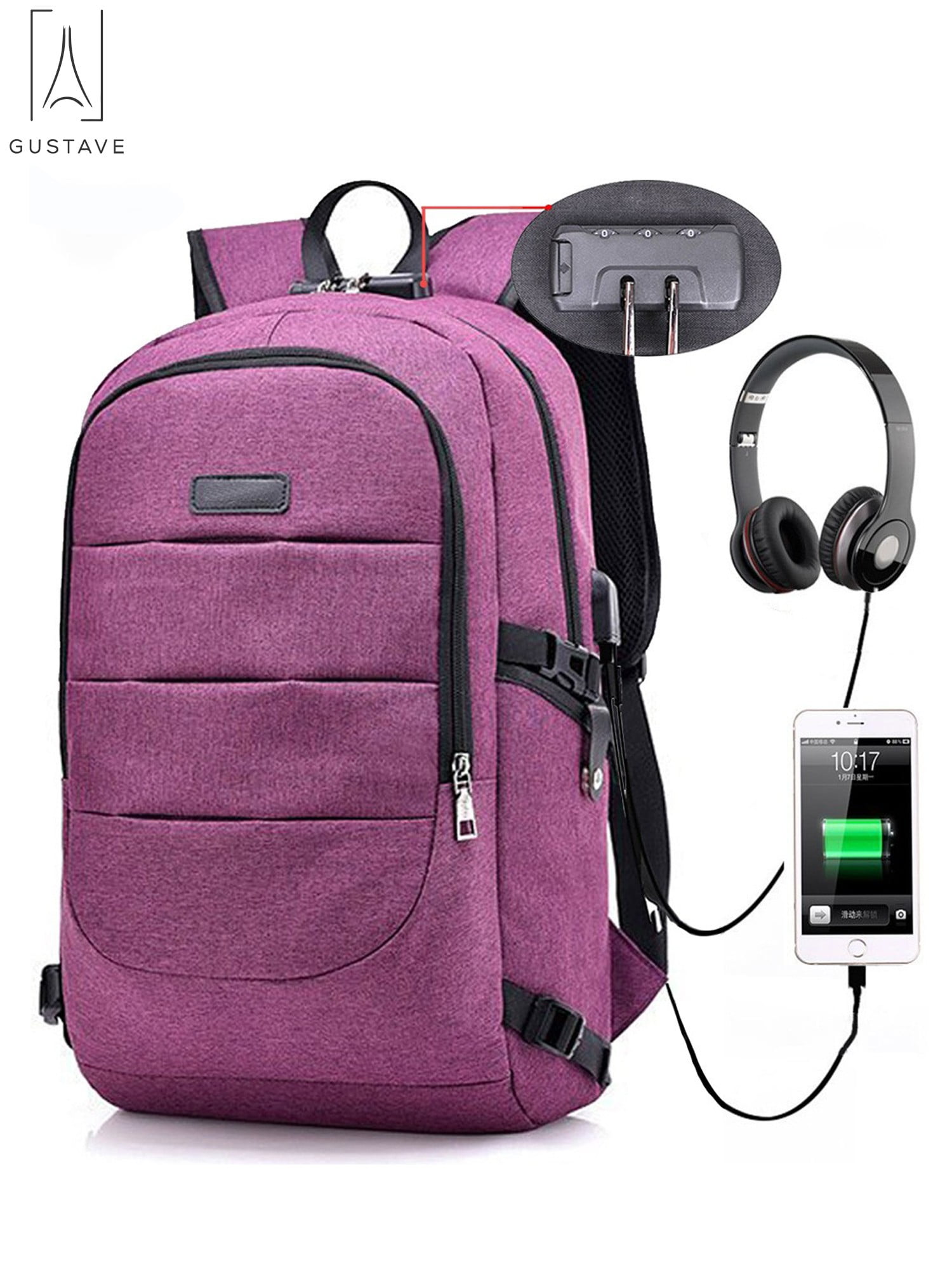 Womens Designer Backpack External USB Charge Port Canvas Backpacks Bag –  Travell Well