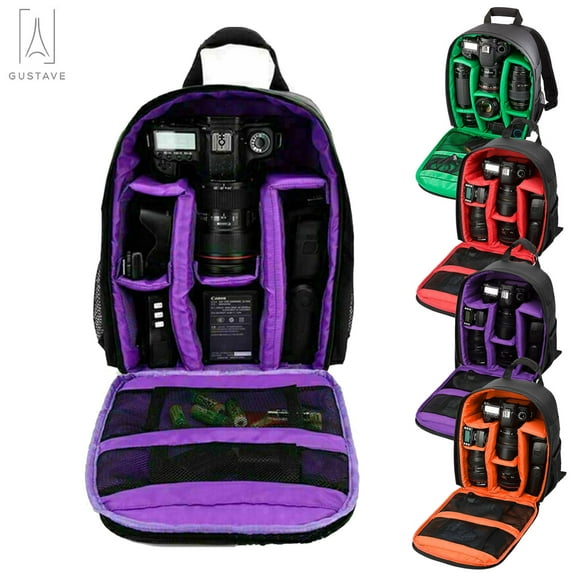 Gustave Large Camera Bag DSLR Camera/Video Backpack Waterproof Shockproof Shoulder Bag for Canon Nikon Sony DSLR Cameras Lens and Accessories, Purple