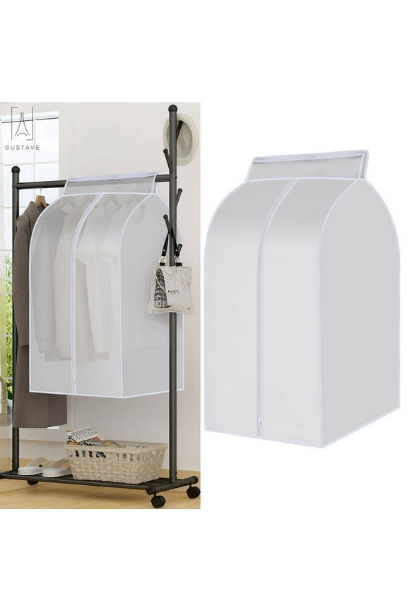 Large Clear Hanging Garment Bag for Closet Storage Bottom Enclosed Garment Rack Cover Sealed Wardrobe Clothes Cover for Coats, Jackets, Suits, Dresses -24*20*35 Inch