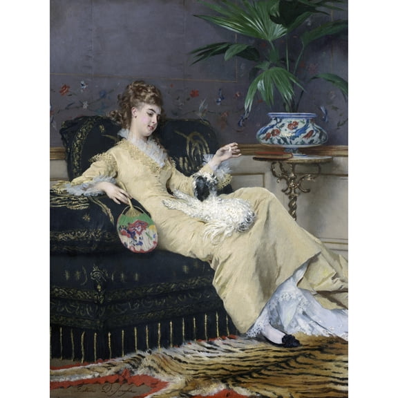 Gustave Leonard De Jonghe Woman In Yellow C1875 Painting Extra Large XL Wall Art Poster Print