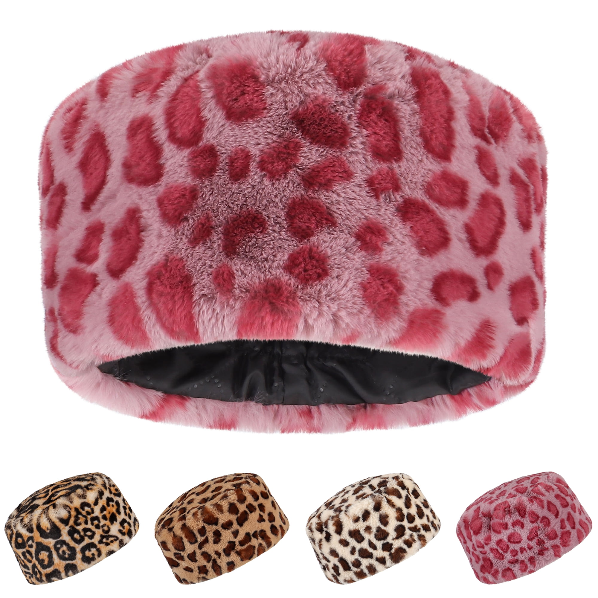 Gustave Women's Leopard Print Faux Fur Cossack Russian Style Warm