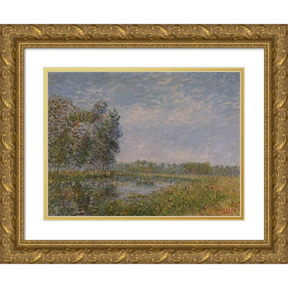 Gustave Loiseau 14x12 Gold Ornate Wood Frame and Double Matted Museum Art Print Titled - Bords the L'Egre, Normandand (Banks of the Eill, Normandy) (1901)