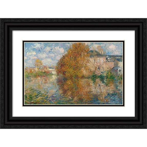 Gustave Loiseau 18x13 Black Ornate Wood Framed Double Matted Museum Art Print Titled - The Cauchois House, Edges of the Eure, Autumn (1929)