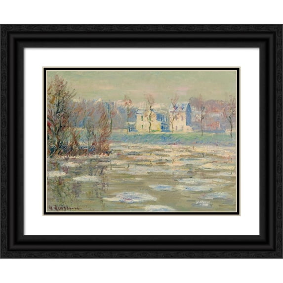 Gustave Loiseau 18x14 Black Ornate Wood Framed Double Matted Museum Art Print Titled - Oise in Winter