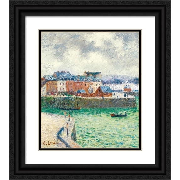 Gustave Loiseau 20x23 Black Ornate Framed Double Matted Museum Art Print Titled: The Port (The Outburst of Dieppe) (circa 1903)