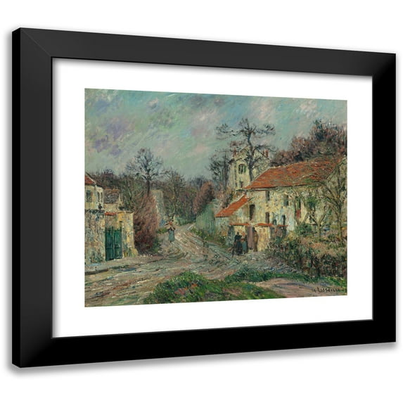 Gustave Loiseau 23x20 Black Modern Framed Museum Art Print Titled - Winter Landscape in Chaponval (1908)