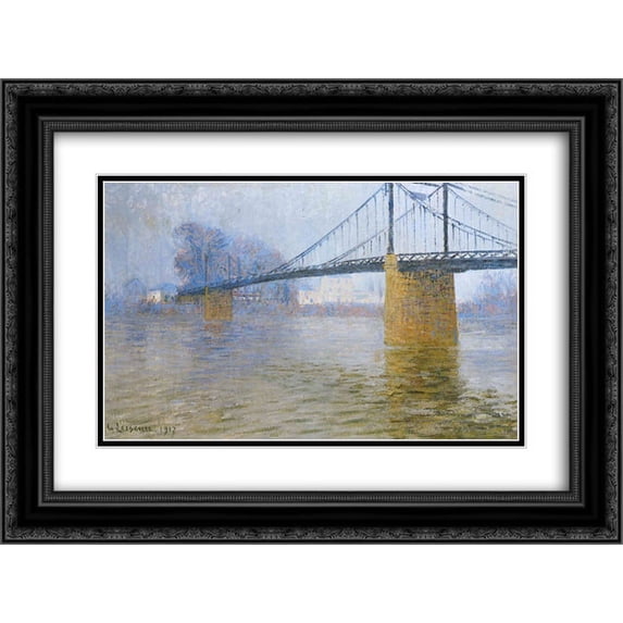 Gustave Loiseau 2x Matted 24x18 Black Ornate Framed Art Print 'Suspended bridge at Triel'