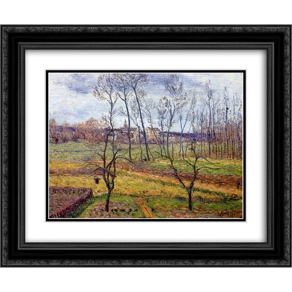Gustave Loiseau 2x Matted 24x20 Black Ornate Framed Art Print 'Overcast Weather at Nesles la Vallee'
