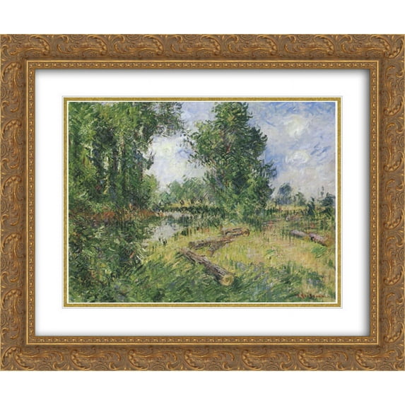 Gustave Loiseau 2x Matted 24x20 Gold Ornate Framed Art Print 'By the Orne River near Caen'