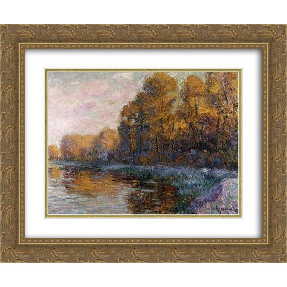 Gustave Loiseau 2x Matted 24x20 Gold Ornate Framed Art Print 'River in Autumn'