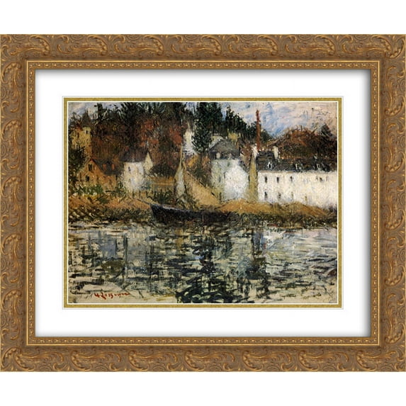 Gustave Loiseau 2x Matted 24x20 Gold Ornate Framed Art Print 'The Quay at Pont Aven'
