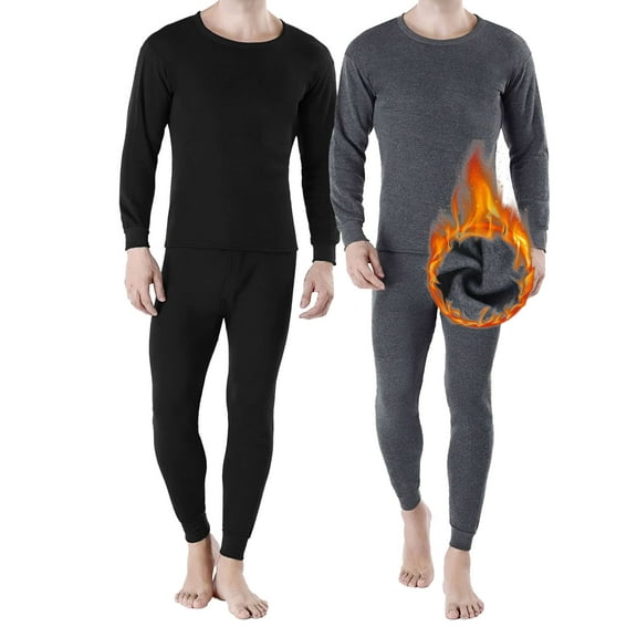 Gustave Long Johns Thermal Underwear Set for Men Winter Soft Warm Fleece Lined Base Layer Top and Bottom Cold Weather Long Sleeve Undershirts Pants "Gray, L"