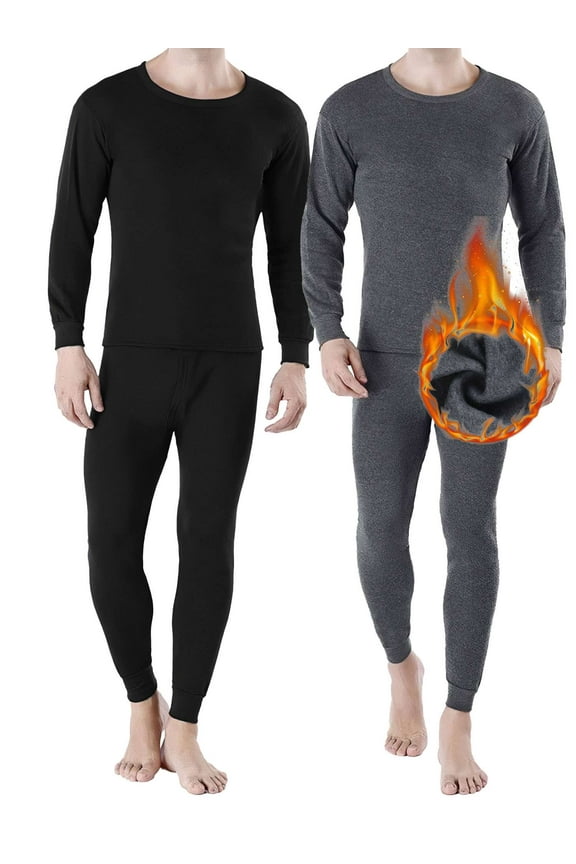 Long Johns Thermal Underwear Set for Men Winter Soft Warm Fleece Lined Base Layer Top and Bottom Cold Weather Long Sleeve Undershirts Pants "Gray, XL"