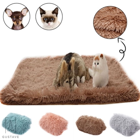 Gustave Long Plush Pet Blankets Dog Cat Sleeping Mat, Puppy Winter Warm Soft Thin Covers for Small Medium Large Dogs Mattress "Brown, S Size"