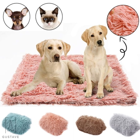 Gustave Long Plush Pet Blankets Dog Cat Sleeping Mat, Puppy Winter Warm Soft Thin Covers for Small Medium Large Dogs Mattress "Pink, L Size"