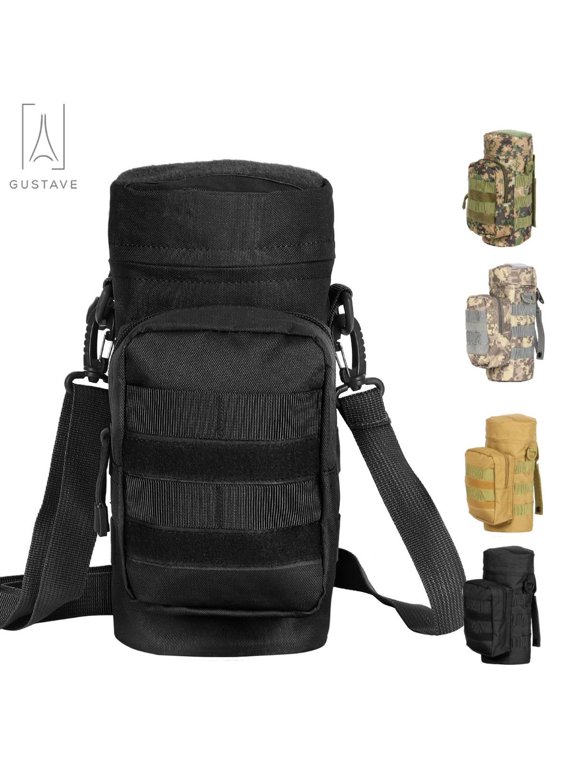 Men Crossbody Bag Water Bottle Holder Bag Nylon Travel Gear Pouch Messenger Shoulder Bag with Zipper for Outdoors Hiking Cycling Climbing