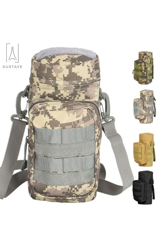 Men Crossbody Bag Water Bottle Holder Bag Nylon Travel Gear Pouch Messenger Shoulder Bag with Zipper for Outdoors Hiking Cycling Climbing