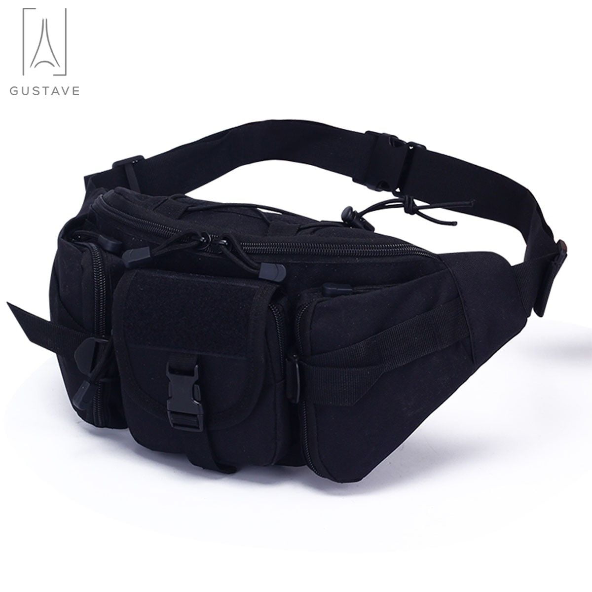 GUSTAVE Fanny Pack For Men & Women - Nylon Crossbody Waist Bag, Adjustable Strap, Black
