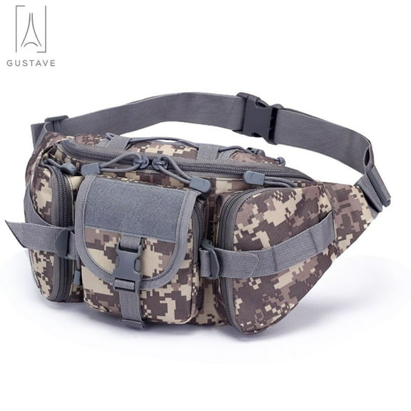 Gustave Men Fanny Pack Waist Bag Adjustable Utility Crossbody Belt Bag Hip Purse Waterproof for Outdoor Fishing Cycling Traveling