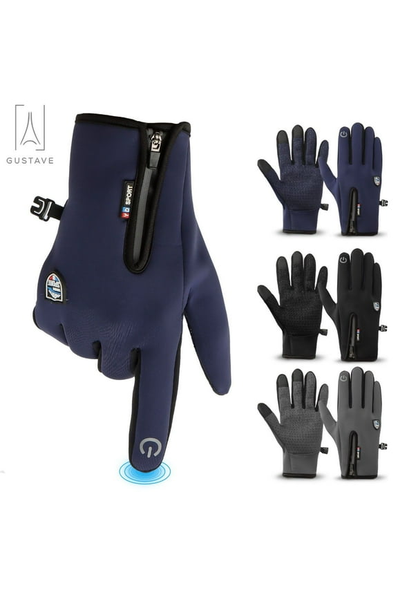 Men Women Gloves Winter Warm Windproof Waterproof Anti-slip Thermal Touch Screen Gloves Outdoor Driving Skiing Gloves "Blue"