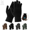 thumbnail image 1 of Gustave Men Women Thermal Insulated Winter Warm Gloves Touch Screen Texting Gloves Elastic Cuff Soft Knit Wool "Black", 1 of 9