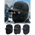 thumbnail image 1 of Gustave Men Women Trapper Hat Warm Windproof Trooper Hat with Ear Flaps Face Warmer Thermal Fur Lined Ski Cap "Black", 1 of 10