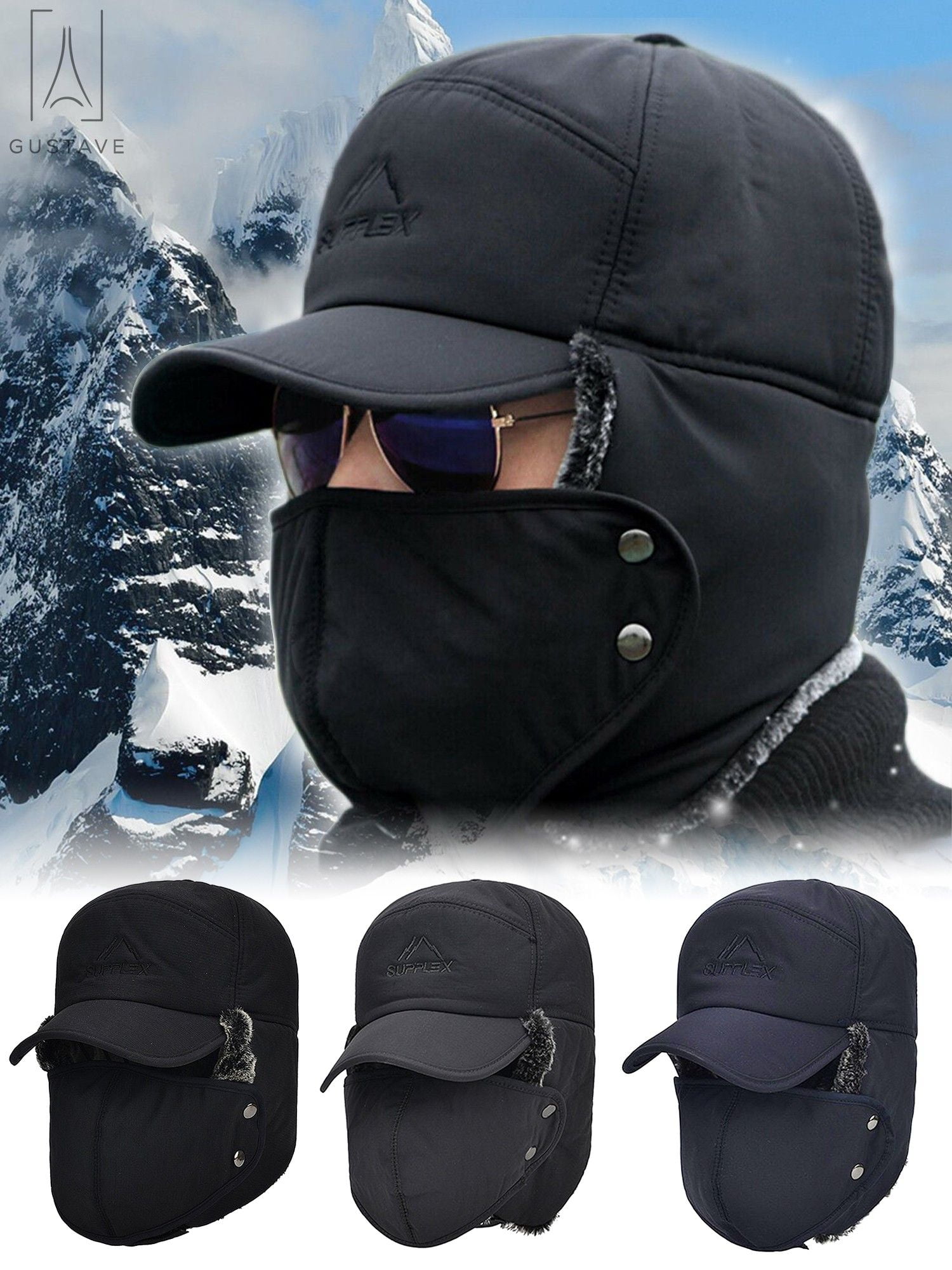 Fur Hat Y2k Men's Winter Trapper Hat Faux Fur Lined Aviator Hat