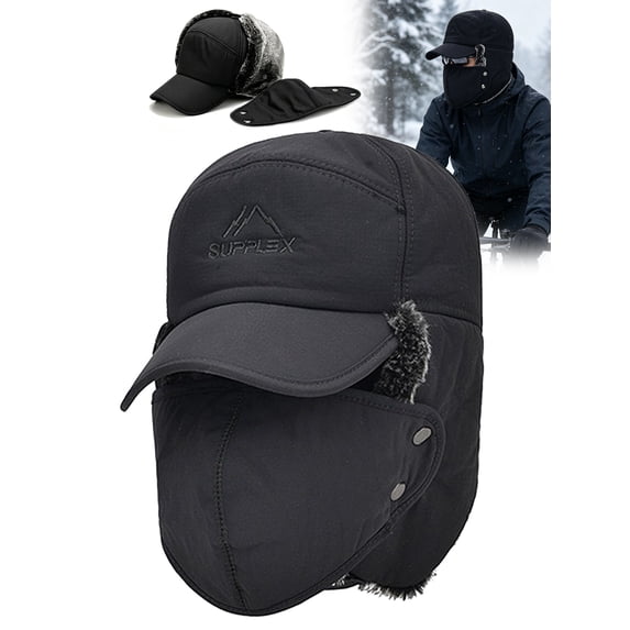 Gustave Men Women Trapper Hat Warm Windproof Trooper Hat with Ear Flaps Face Warmer Thermal Fur Lined Ski Cap "Gray"