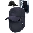 thumbnail image 1 of Gustave Men Women Trapper Hat Warm Windproof Trooper Hat with Ear Flaps Face Warmer Thermal Fur Lined Ski Cap "Navy", 1 of 8
