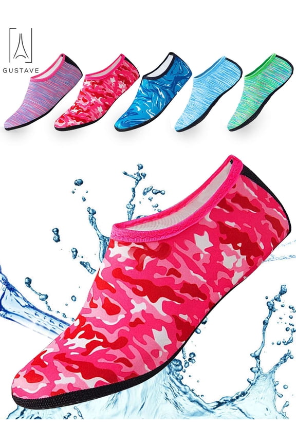 Men Women Water Socks Barefoot Quick Dry Aqua Beach Socks For Water Sport Swim Surf Yoga Exercise Beach "L, Camouflage Red"
