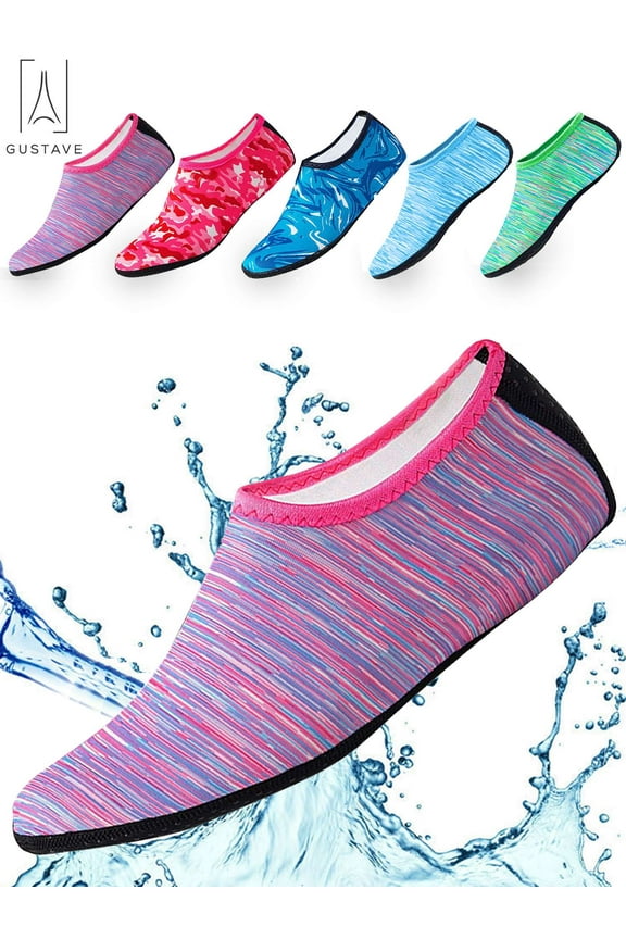 Men Women Water Socks Barefoot Quick Dry Aqua Beach Socks For Water Sport Swim Surf Yoga Exercise Beach "S, Line Purple"