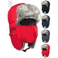 thumbnail image 1 of Gustave Men Women Winter Trapper Hat,Russian Windproof Ski Hat Faux Fur Lined Trapper Hat with Earflaps and Mask Warm Hunting Hats "Red", 1 of 10
