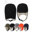 thumbnail image 1 of Gustave Men's Fleece Warm Winter Earflap Hats With Visor Windproof Trapper Hunting Hat, Russian Earflap Snow Ski Caps "Black", 1 of 8