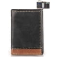 thumbnail image 1 of Gustave Men's Leather Trifold Wallets RFID Blocking Zipper Slim Wallet Purse with Credit Card Holder Slots, ID Window - Black, 1 of 10