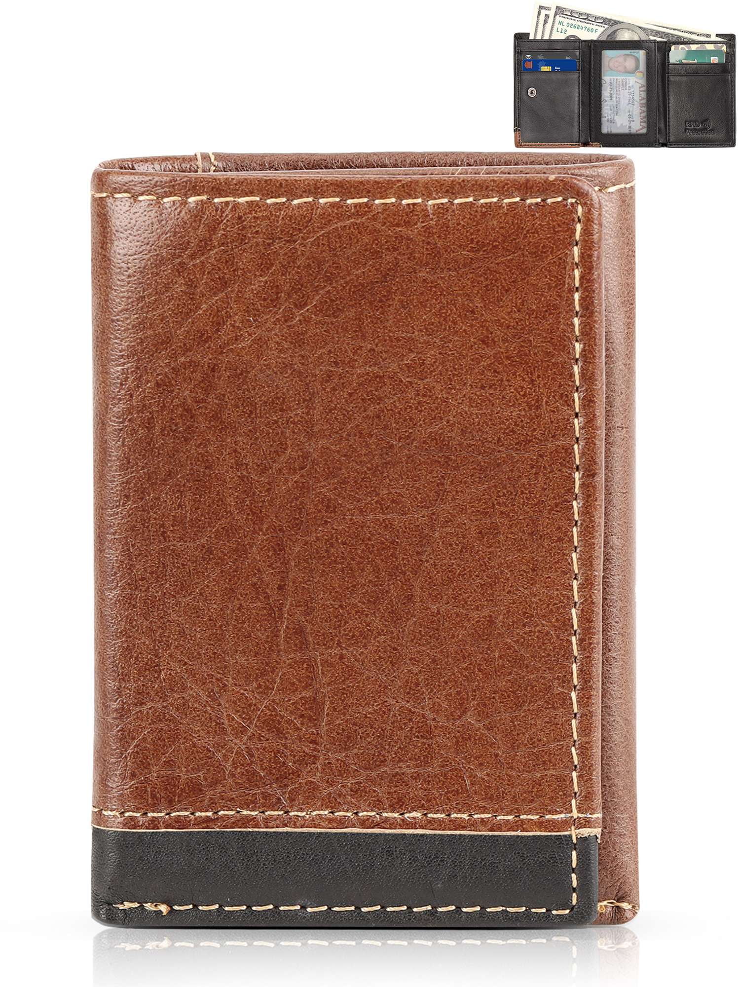 Gustave Men's Leather Trifold Wallets RFID Blocking Zipper Slim Wallet ...